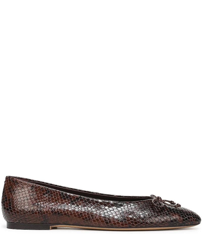 Franco Sarto Rosalee Snake Print Leather Ballet Bow Flats