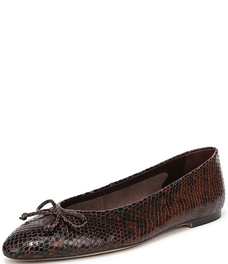 Franco Sarto Rosalee Snake Print Leather Ballet Bow Flats