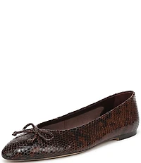 Franco Sarto Rosalee Snake Print Leather Ballet Bow Flats
