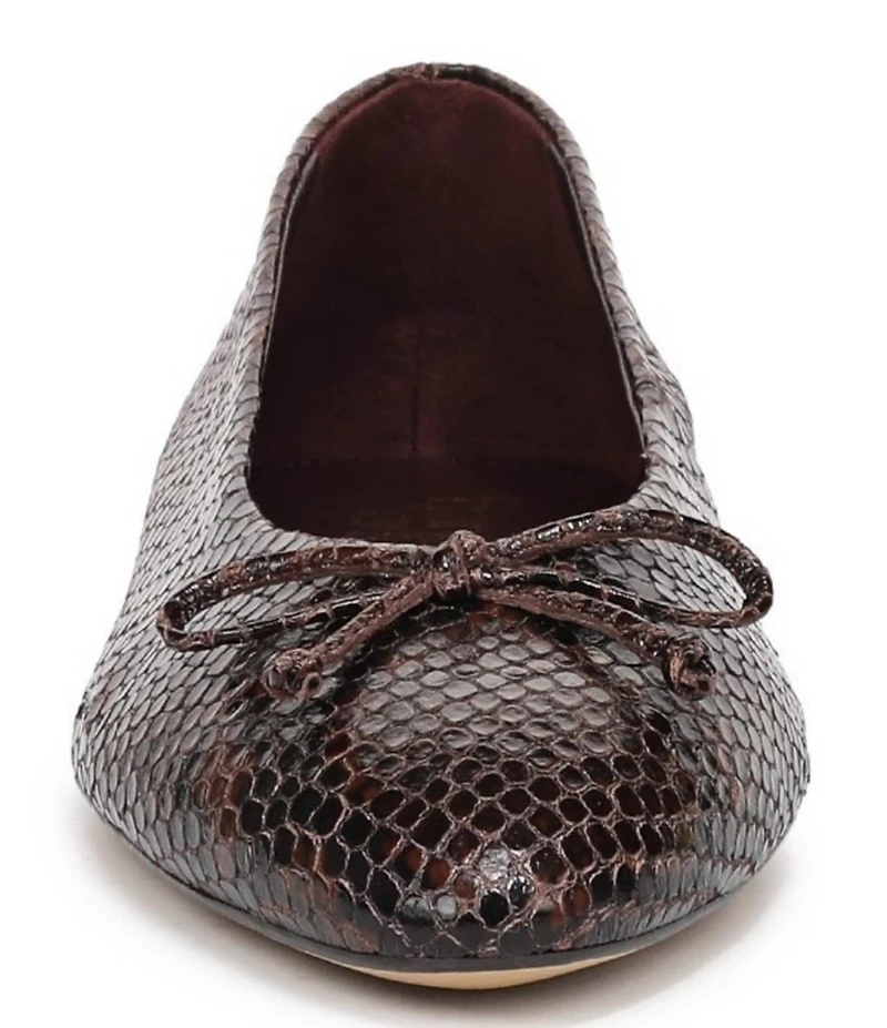Franco Sarto Rosalee Snake Print Leather Ballet Bow Flats