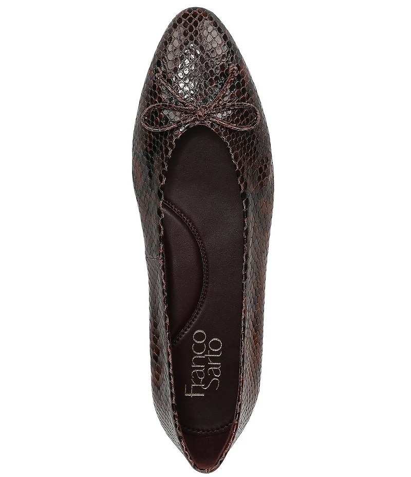 Franco Sarto Rosalee Snake Print Leather Ballet Bow Flats