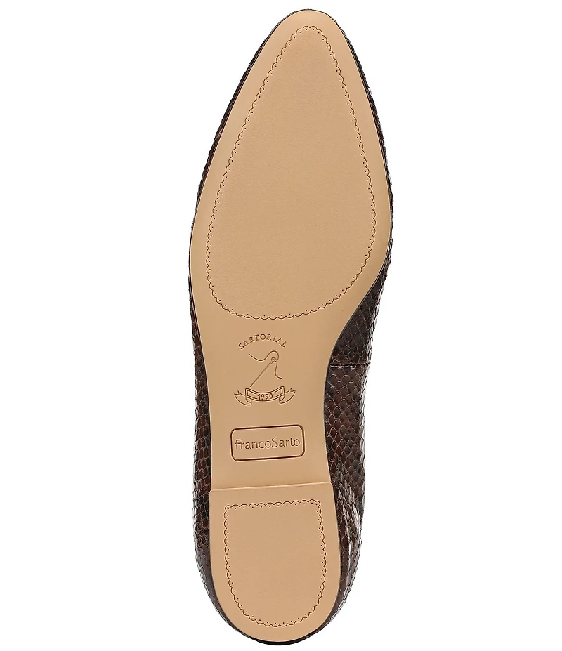 Franco Sarto Rosalee Snake Print Leather Ballet Bow Flats