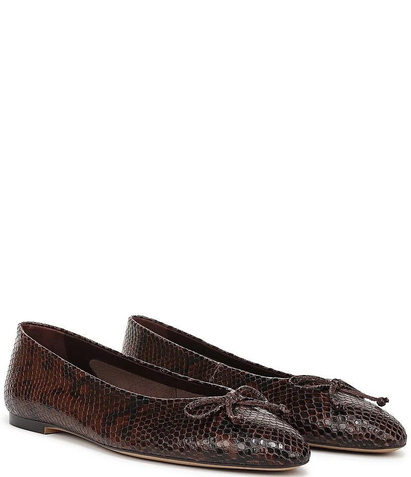 Franco Sarto Rosalee Snake Print Leather Ballet Bow Flats