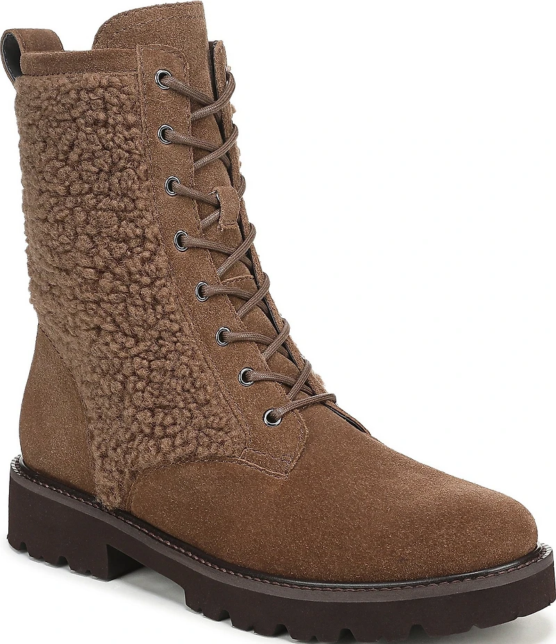 Franco Sarto Safira2 Suede Faux Shearling Combat Boots