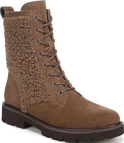 Franco Sarto Safira2 Suede Faux Shearling Combat Boots