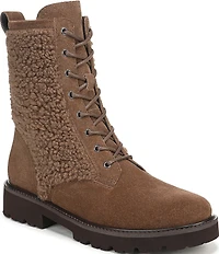 Franco Sarto Safira2 Suede Faux Shearling Combat Boots