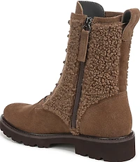 Franco Sarto Safira2 Suede Faux Shearling Combat Boots