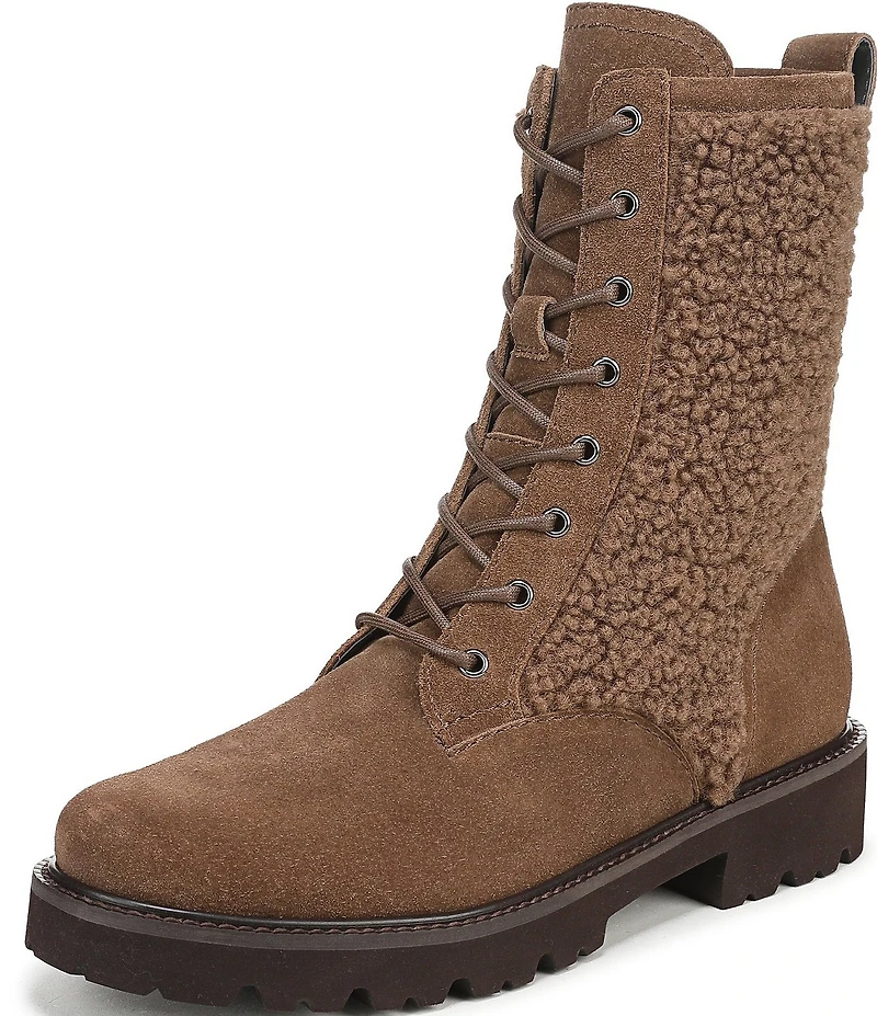 Franco Sarto Safira2 Suede Faux Shearling Combat Boots