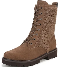 Franco Sarto Safira2 Suede Faux Shearling Combat Boots