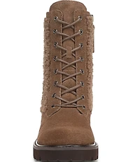 Franco Sarto Safira2 Suede Faux Shearling Combat Boots