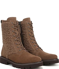 Franco Sarto Safira2 Suede Faux Shearling Combat Boots
