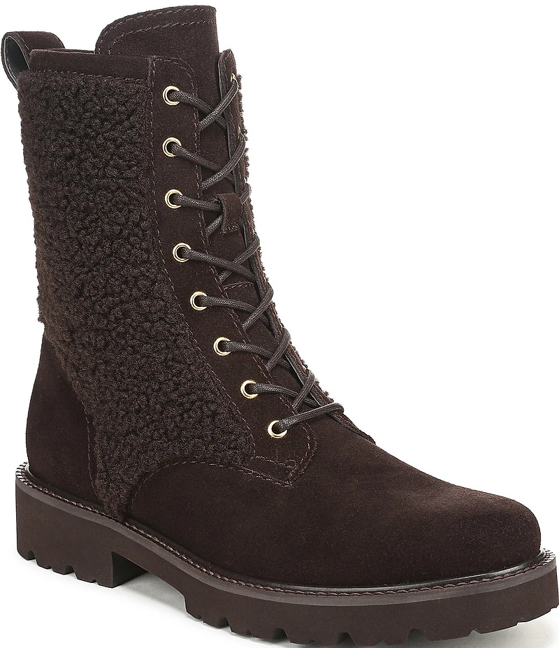 Franco Sarto Safira2 Suede Faux Shearling Combat Boots
