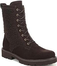 Franco Sarto Safira2 Suede Faux Shearling Combat Boots