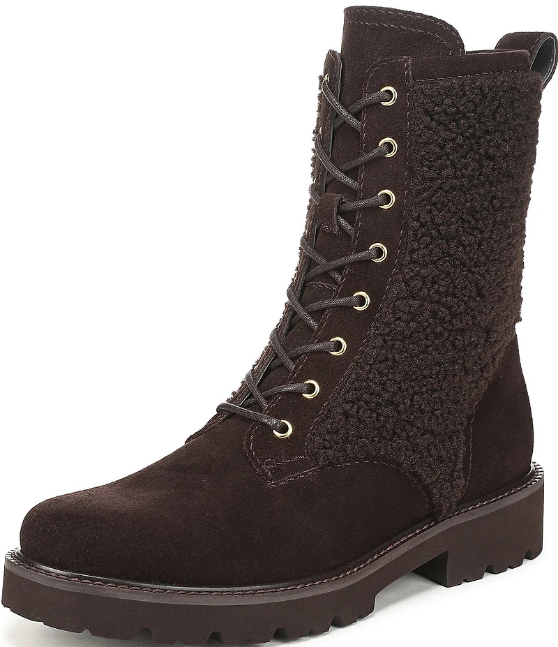 Franco Sarto Safira2 Suede Faux Shearling Combat Boots