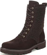 Franco Sarto Safira2 Suede Faux Shearling Combat Boots