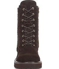 Franco Sarto Safira2 Suede Faux Shearling Combat Boots