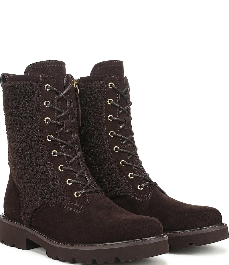 Franco Sarto Safira2 Suede Faux Shearling Combat Boots