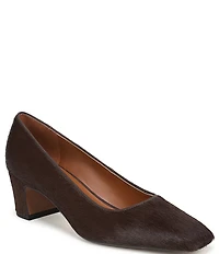 Franco Sarto Salino Calf Hair Square Toe Block Heel Pumps