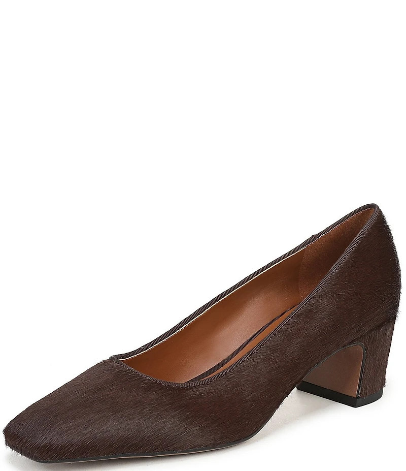 Franco Sarto Salino Calf Hair Square Toe Block Heel Pumps