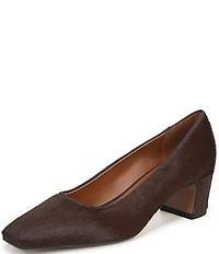 Franco Sarto Salino Calf Hair Square Toe Block Heel Pumps