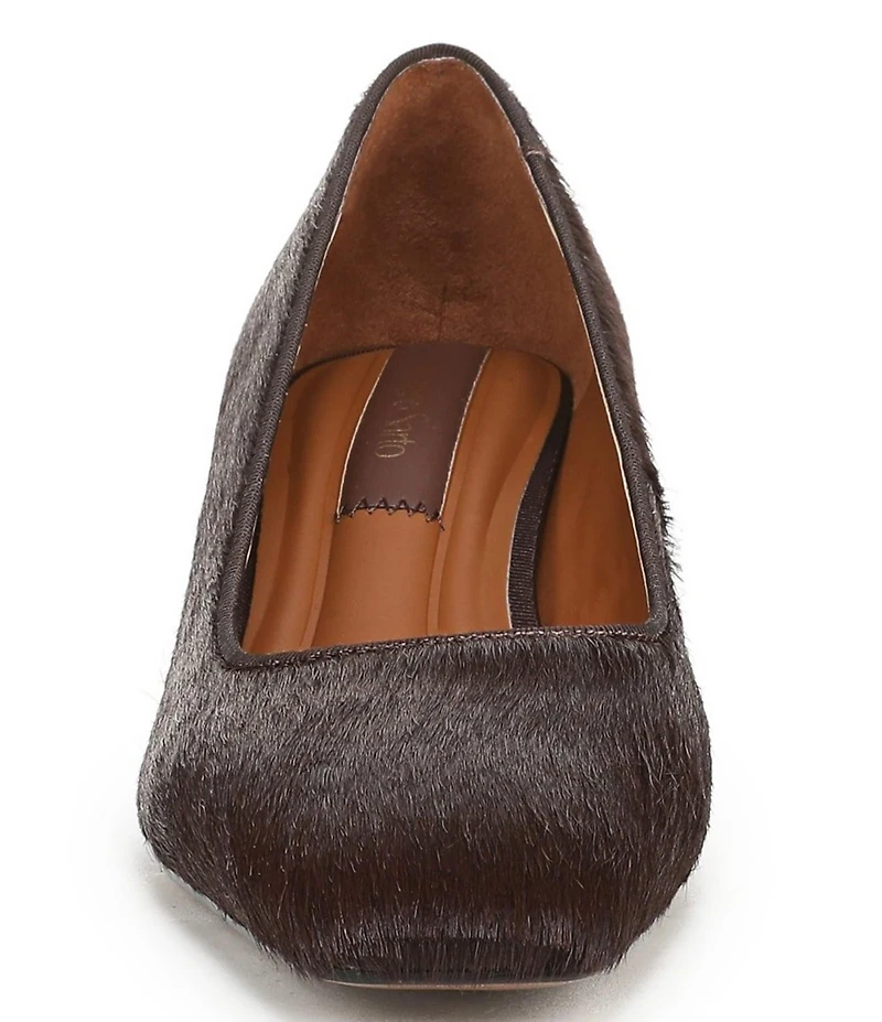 Franco Sarto Salino Calf Hair Square Toe Block Heel Pumps