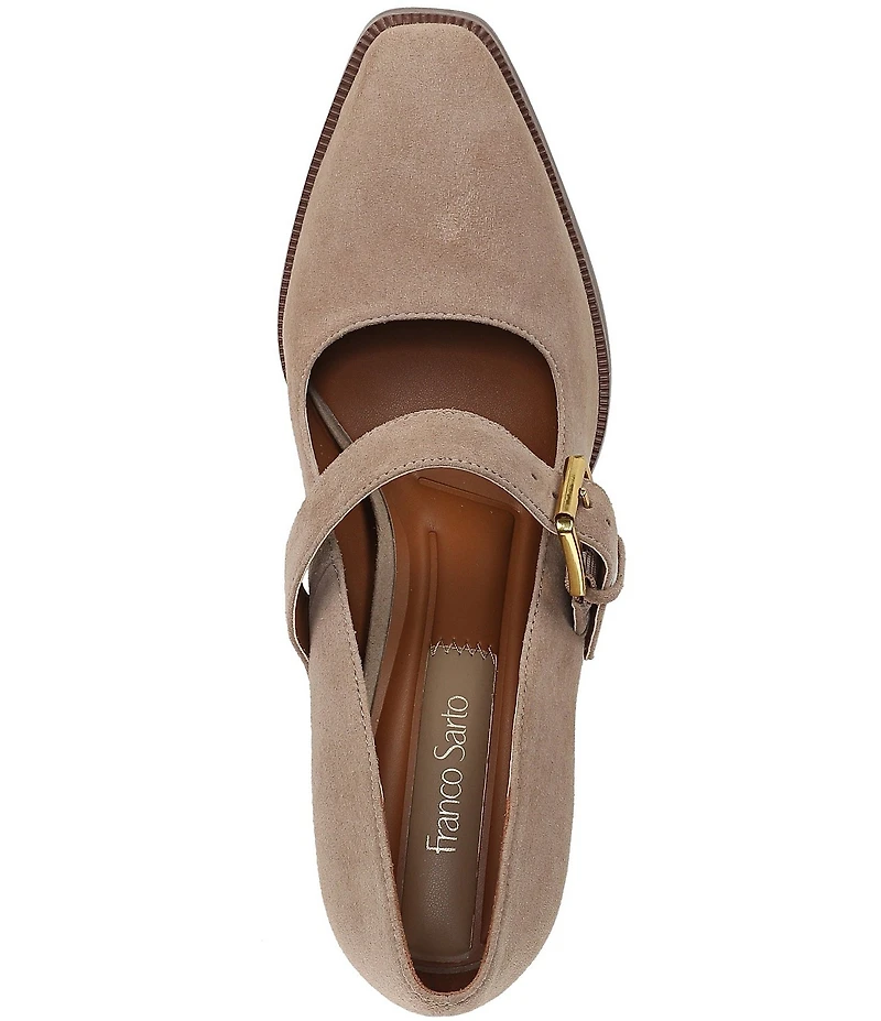 Franco Sarto Shalina Suede Mary Jane Block Heel Pumps