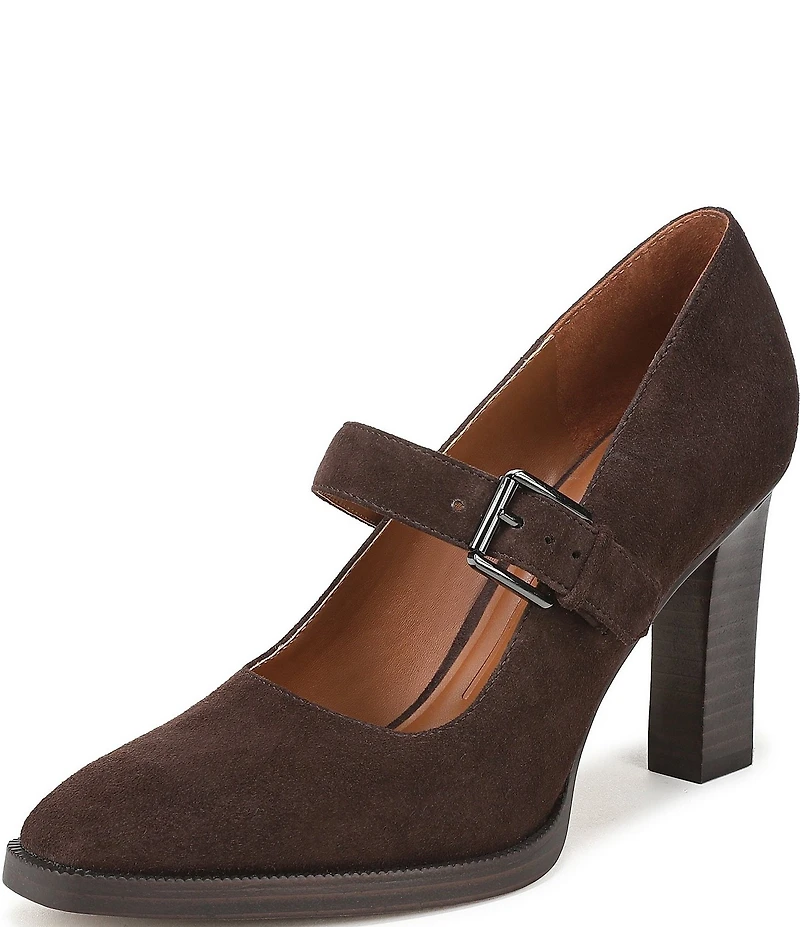 Franco Sarto Shalina Suede Mary Jane Block Heel Pumps