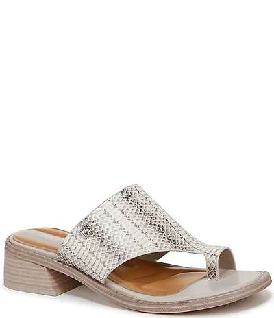 Franco Sarto Sia Snake Print Leather Toe Loop Sandals