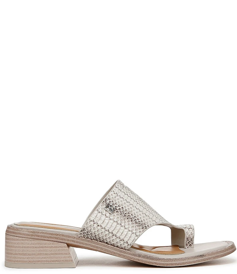 Franco Sarto Sia Snake Print Leather Toe Loop Sandals