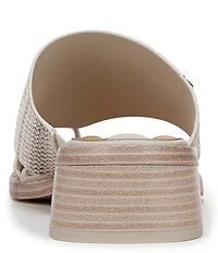 Franco Sarto Sia Snake Print Leather Toe Loop Sandals