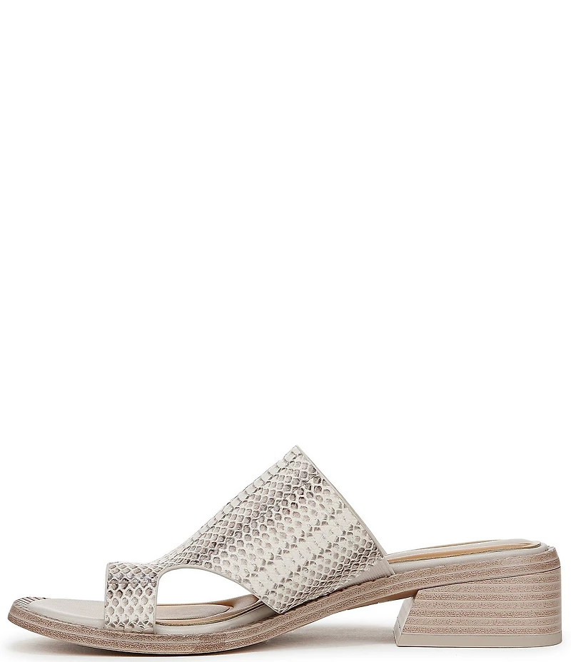 Franco Sarto Sia Snake Print Leather Toe Loop Sandals