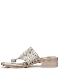 Franco Sarto Sia Snake Print Leather Toe Loop Sandals