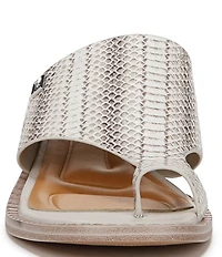 Franco Sarto Sia Snake Print Leather Toe Loop Sandals