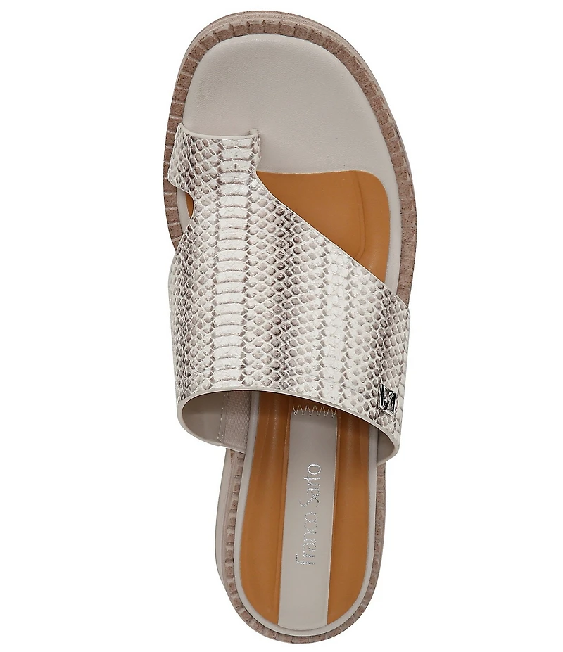 Franco Sarto Sia Snake Print Leather Toe Loop Sandals