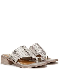 Franco Sarto Sia Snake Print Leather Toe Loop Sandals