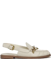 Franco Sarto Sully 2 Leather Pearl Shell Chain Slingback Loafers