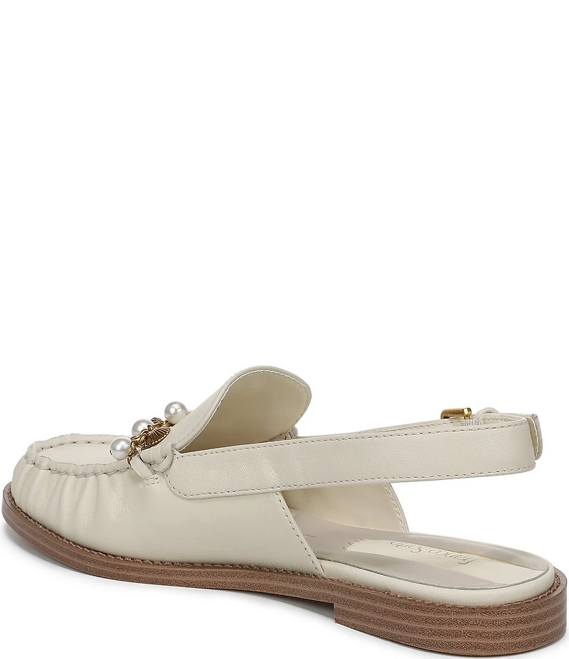 Franco Sarto Sully 2 Leather Pearl Shell Chain Slingback Loafers