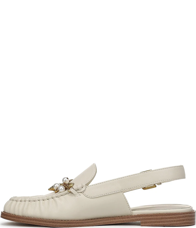 Franco Sarto Sully 2 Leather Pearl Shell Chain Slingback Loafers