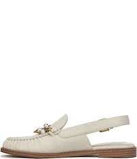 Franco Sarto Sully 2 Leather Pearl Shell Chain Slingback Loafers