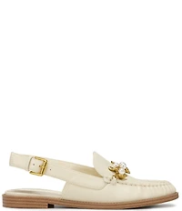 Franco Sarto Sully 2 Leather Pearl Shell Chain Slingback Loafers