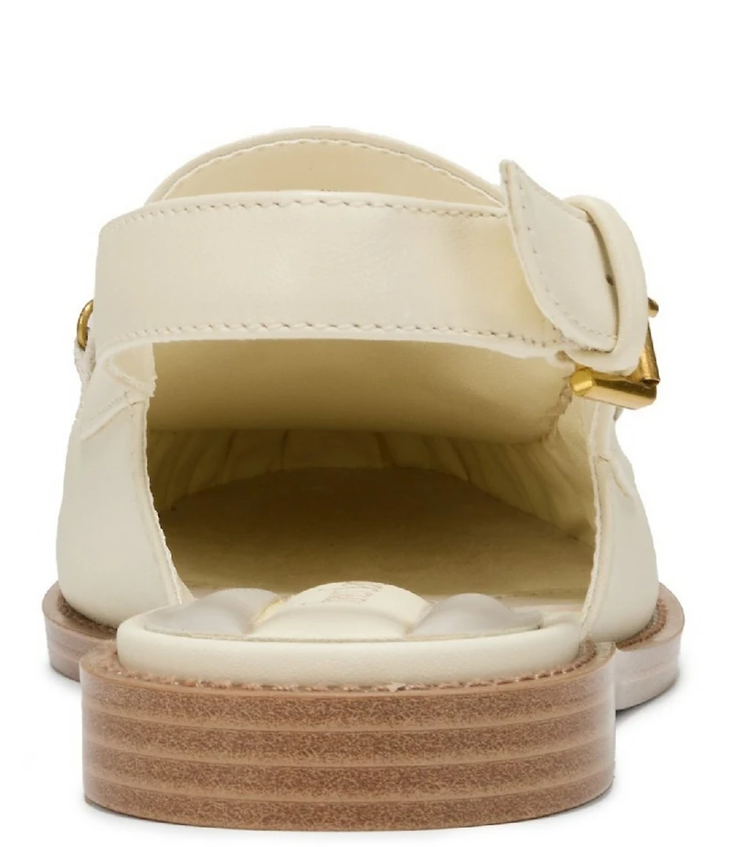 Franco Sarto Sully 2 Leather Pearl Shell Chain Slingback Loafers