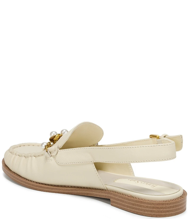 Franco Sarto Sully 2 Leather Pearl Shell Chain Slingback Loafers