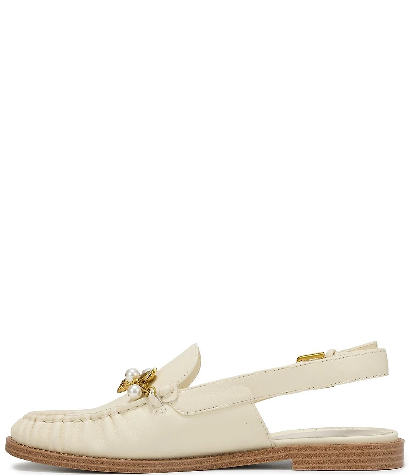 Franco Sarto Sully 2 Leather Pearl Shell Chain Slingback Loafers