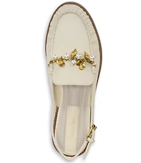 Franco Sarto Sully 2 Leather Pearl Shell Chain Slingback Loafers