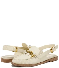 Franco Sarto Sully 2 Leather Pearl Shell Chain Slingback Loafers