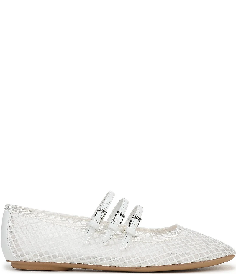 Franco Sarto Tatum Fishnet Mesh Triple Strap Mary Jane Ballet Flats