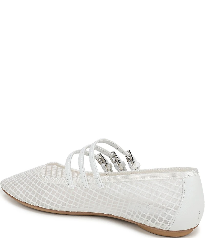 Franco Sarto Tatum Fishnet Mesh Triple Strap Mary Jane Ballet Flats