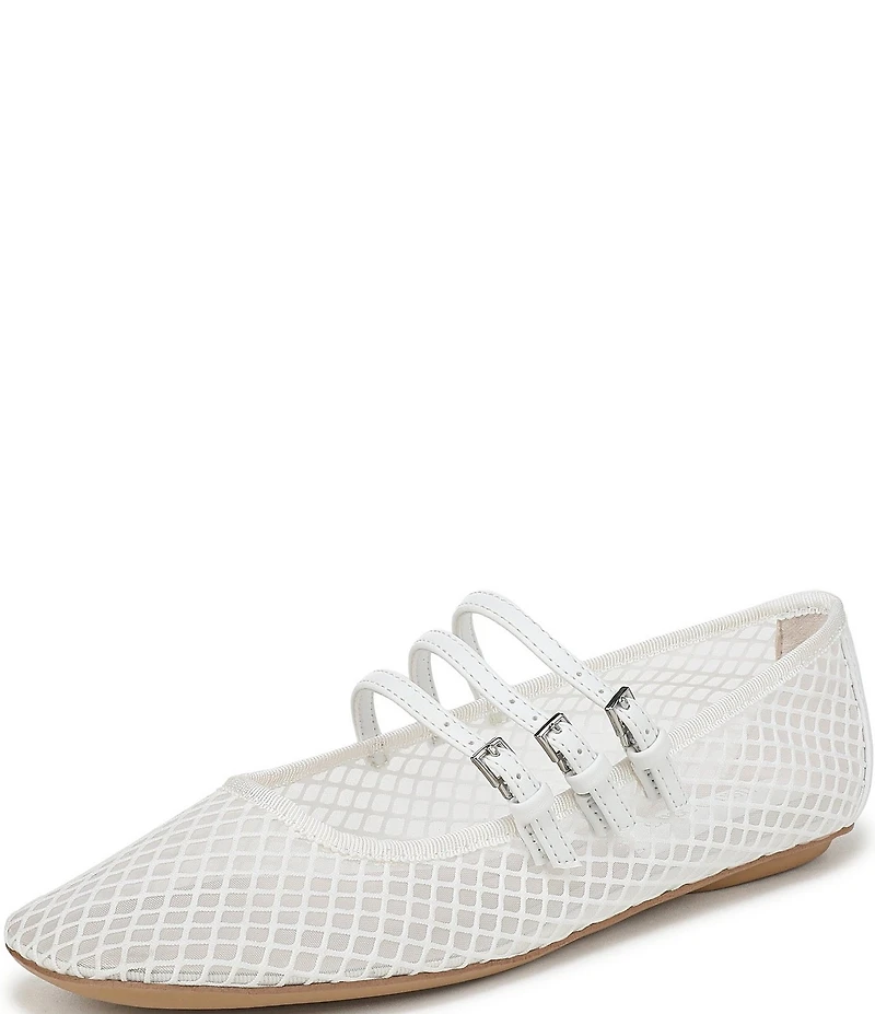 Franco Sarto Tatum Fishnet Mesh Triple Strap Mary Jane Ballet Flats