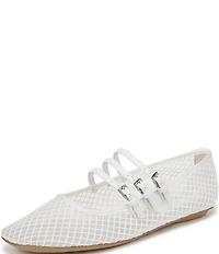 Franco Sarto Tatum Fishnet Mesh Triple Strap Mary Jane Ballet Flats