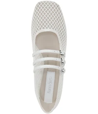 Franco Sarto Tatum Fishnet Mesh Triple Strap Mary Jane Ballet Flats